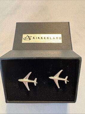 Kikkerland Silver Airplane Cufflinks